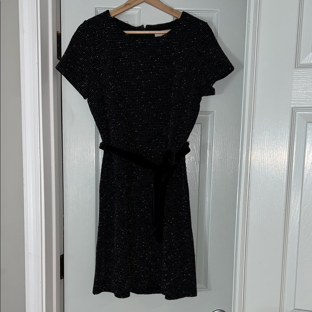 LOFT Black Sheath Mini Dress with Short Raglan Sleeves
